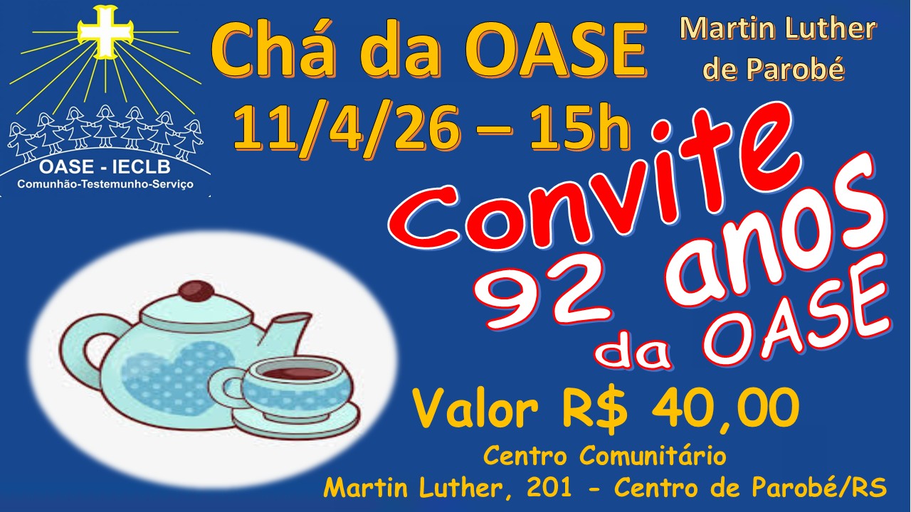 Chá da OASE acontece no dia 11 de abril em Parobé