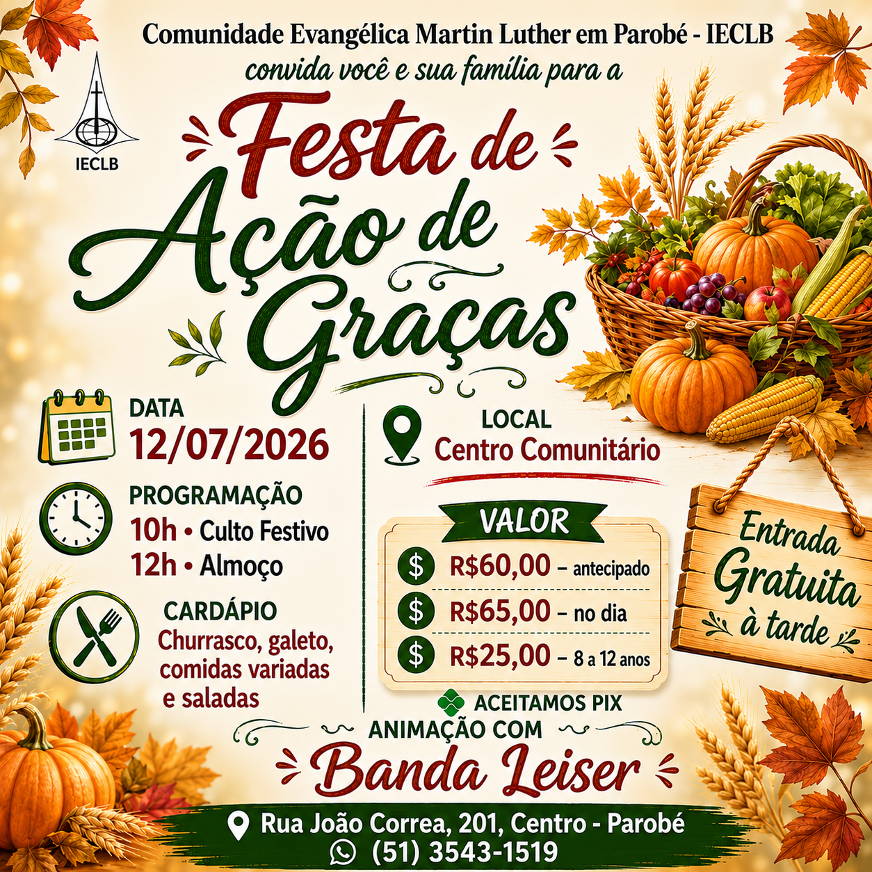 Festa de Ação de Graças 2026